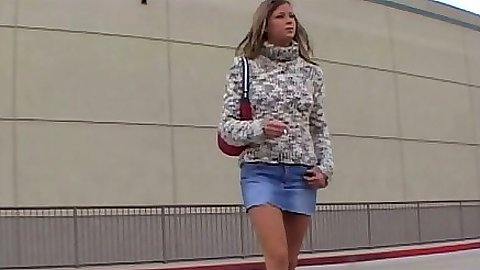 Outdoor in a tight miniskirt Monica SweetHeart