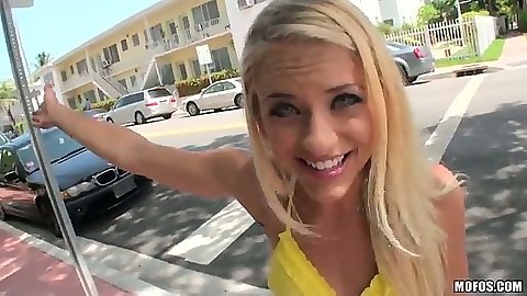 Cameron Canada a babe outdoors walking around in a bikini in public