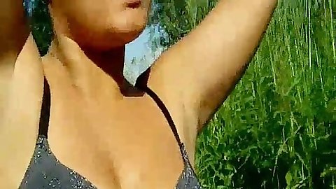 Bras and panties gf Dashik outdoors blowjob