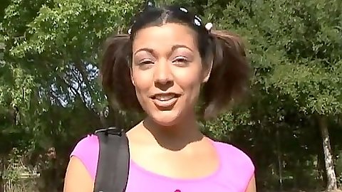 Cute 18 year old Lorena Couture fully clothed outdoors