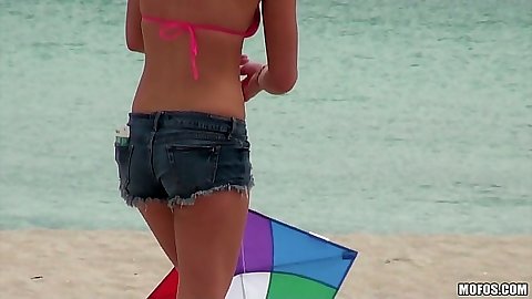 Playing some kite on the beach with Sammi St.Clair in public